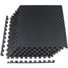 1 In. Thick Flooring Puzzle Exercise Mat with High Quality EVA Foam Interlocking Tiles, 6 Piece, 24 Sq Ft. Black