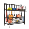 Sports Equipment Organizer, Basketball Storage Rack, Sports Organizer Cart with Basket and Hooks