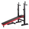 Adjustable Folding Multifunctional Workout Station Adjustable Workout Bench with Squat Rack - balck red