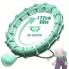 1pc Smart Weighted Hula Hoops, Fitness Weight Loss Gear, With Detachable Knots & Adjustable Weight (Color: Mint Green)