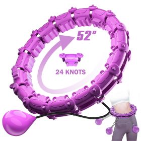 1pc Smart Weighted Hula Hoops, Fitness Weight Loss Gear, With Detachable Knots & Adjustable Weight (Color: Purple)