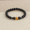 Black Frosted Stone Stretch Beaded Bracelets Gifts For Women Men Silver Plated Energy Healing Yoga Meditation Bangle Jewelry